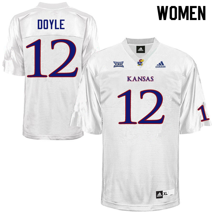 Women #12 Kevin Doyle Kansas Jayhawks College Football Jerseys Sale-White - Click Image to Close